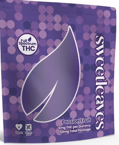 Sweet Leaves Passion Fruit Gummies (5mg – Hybrid)